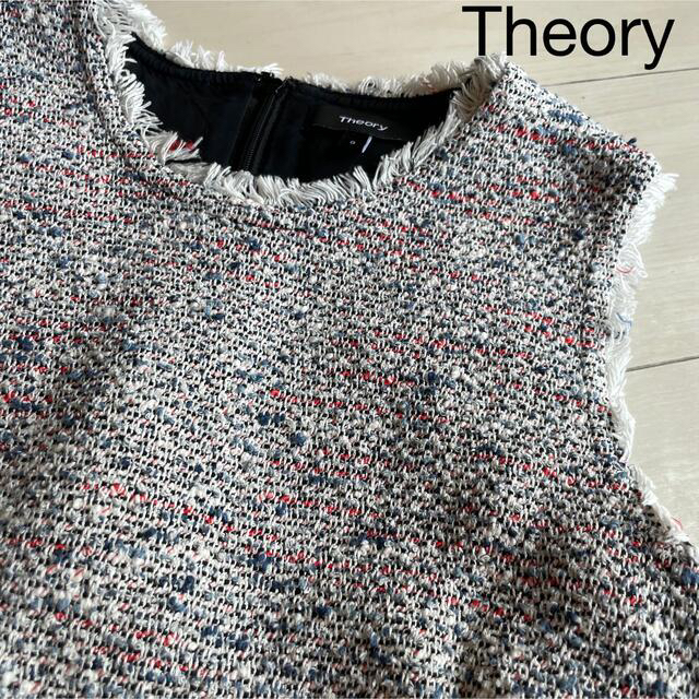 美品 日本製 『Theory』 （0） ノースリーブワンピース ツイード