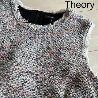 セオリー(theory)の美品 theory セオリー ネップツイード ワンピース0 日本製　ノースリーブ(ひざ丈ワンピース)