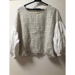 ザラ(ZARA)のZARA ツイード　トップス(カットソー(長袖/七分))