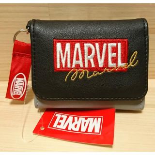 新品【マーベル】ウォレット　がま口三つ折り財布 ブラック×グレー【MARVEL】(折り財布)