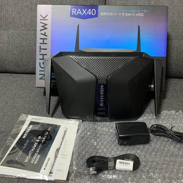Wi-Fi6 無線ルーターNETGEAR RAX40-100JPS ナイトホーク スマホ/家電/カメラのPC/タブレット(PC周辺機器)の商品写真