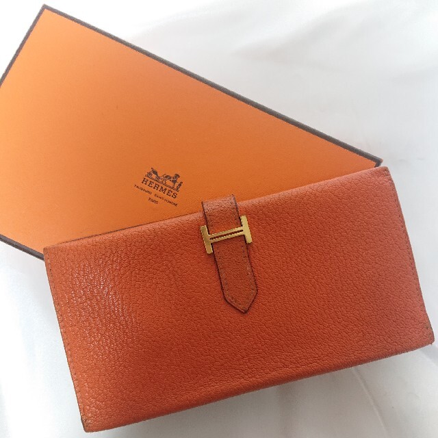 HERMES ベアン 長財布 オレンジ