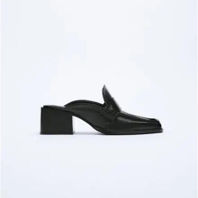 ZARA(ザラ)のレザーミュールスクエアローファー レディースの靴/シューズ(ローファー/革靴)の商品写真