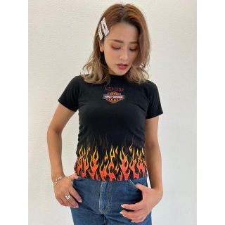 ハーレーダビッドソン(Harley Davidson)のHarleyDavidson 05s ファイヤーパターン Tシャツ XS BLK(Tシャツ(半袖/袖なし))