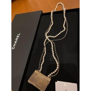 CHANELバッグペンダント パール ロングネックレスネックレス