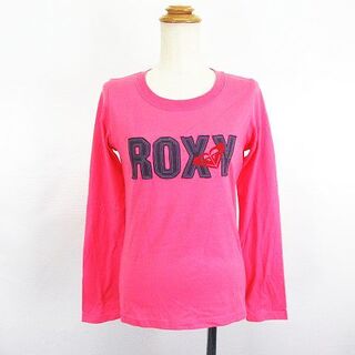 ロキシー(Roxy)のロキシー Tシャツ 長袖 クルーネック ロゴ コットン M コーラルピンク(Tシャツ(長袖/七分))