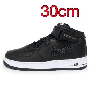 ナイキ(NIKE)のStussy Nike AirForce1Mid Black US12 30cm(スニーカー)