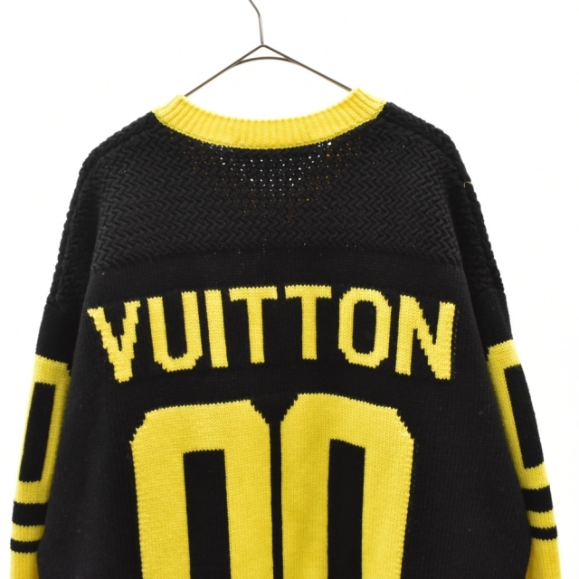 LOUIS VUITTON(ルイヴィトン)のLOUIS VUITTON ルイヴィトン 22SS インタルシアフットボールTシャツニット ニットセーター イエロー/ブラック メンズのトップス(ニット/セーター)の商品写真