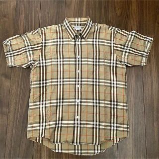 バーバリー(BURBERRY)のOLD Burberry's ノヴァチェック　半袖シャツ　ベージュ　Lサイズ(シャツ)