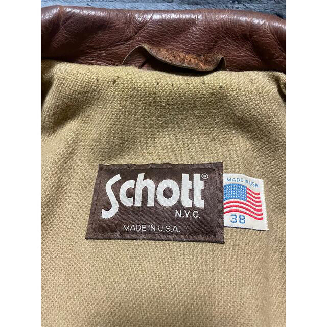 激レア!アメリカ製 茶タグ SCHOTT 牛革 オイルドカウハイド 大人も着