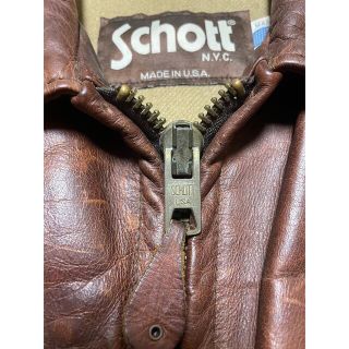 激レア!アメリカ製 茶タグ SCHOTT 牛革 オイルドカウハイド