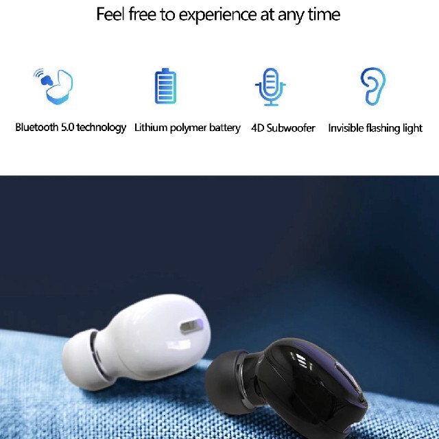 新品未使用品！☆ワイヤレスBluetooth5.0イヤホン☆片耳ホワイト スマホ/家電/カメラのオーディオ機器(ヘッドフォン/イヤフォン)の商品写真