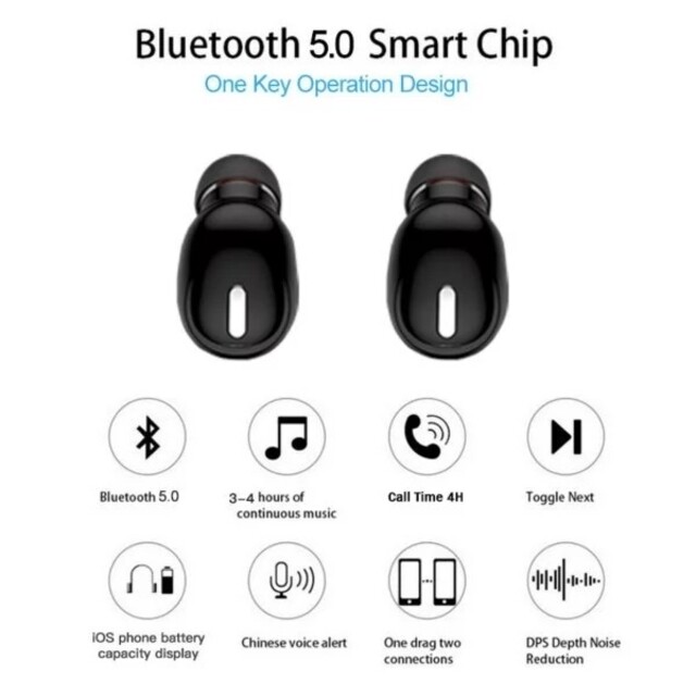 新品未使用品！☆ワイヤレスBluetooth5.0イヤホン☆片耳ホワイト スマホ/家電/カメラのオーディオ機器(ヘッドフォン/イヤフォン)の商品写真