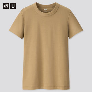 ユニクロ(UNIQLO)のUNIQLO ユニクロ クルーネックT Tシャツ　ベージュ(Tシャツ(半袖/袖なし))
