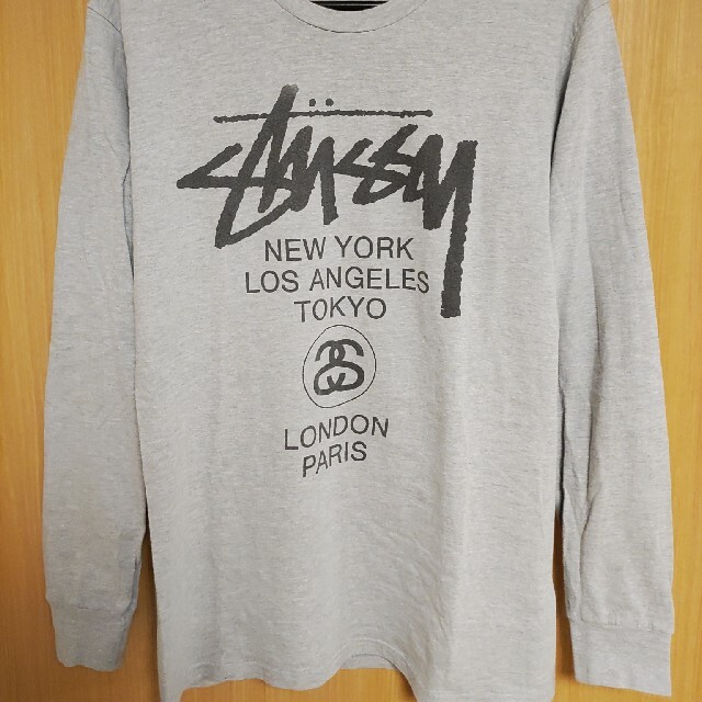 STUSSY - WORLD TOUR長袖TシャツMサイズ灰色グレー黒STUSSY大都市ロン