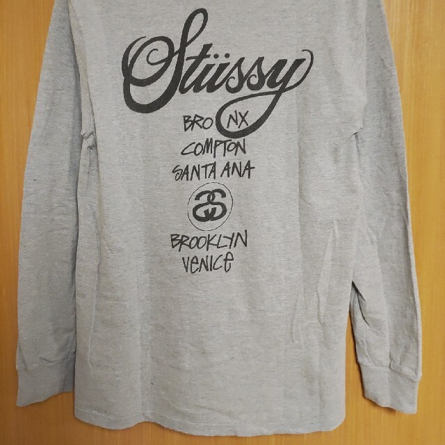 STUSSY - WORLD TOUR長袖TシャツMサイズ灰色グレー黒STUSSY大都市ロン