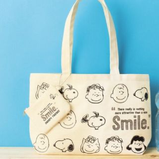 スヌーピー(SNOOPY)のインレッド付録スヌーピー笑顔トートとポーチ(ファッション)