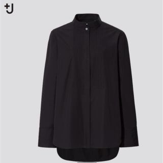 ユニクロ(UNIQLO)のユニクロ☆+j スーピマコットンタックシャツ/XS/ブラック/未使用(シャツ/ブラウス(長袖/七分))