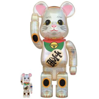 ベアブリック(BE@RBRICK)のBE@RBRICK 招き猫 透明メッキ 100％ & 400％(その他)