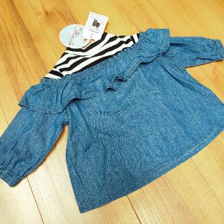 長袖ブラウスタンガリーシャツカットソー新品タグ付き80女の子(シャツ/カットソー)