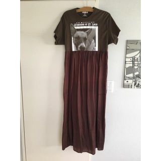 ビームス(BEAMS)の【POTTO】リメイクTシャツワンピース　ブラウン(ロングワンピース/マキシワンピース)