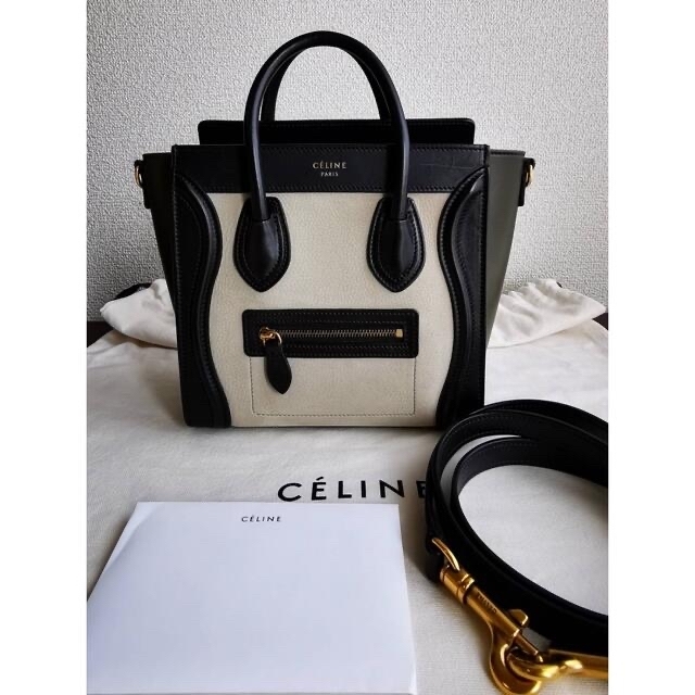 素材レザースエードCELINE セリーヌ ラゲージ ナノ　美品