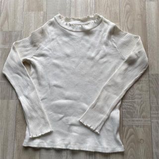 ユニクロ(UNIQLO)の＊UNIQLO＊キッズ＊リブフリルハイネック＊白＊150(Tシャツ/カットソー)