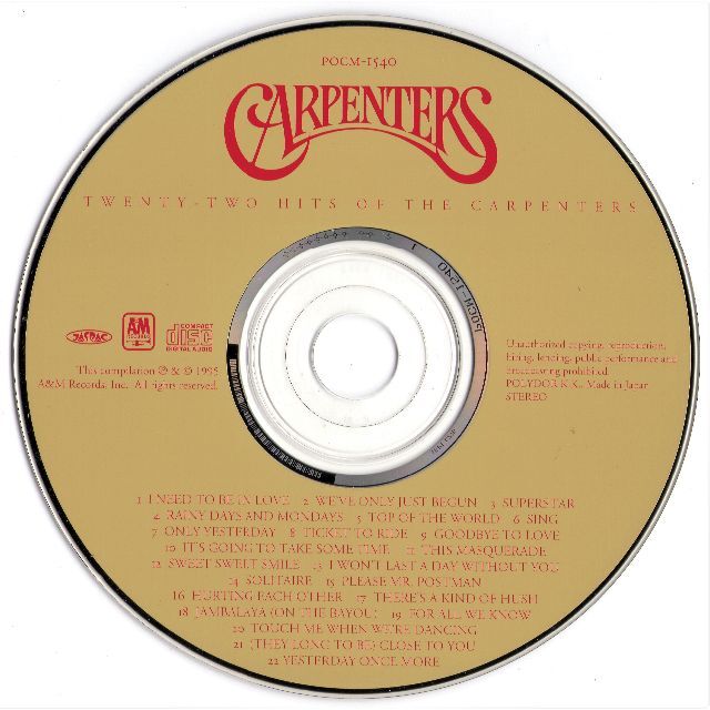 超美品 CD 青春の輝き～ ベスト・オブ・ カーペンターズ POCM-1540 エンタメ/ホビーのCD(ポップス/ロック(洋楽))の商品写真