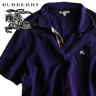 バーバリー(BURBERRY)の【BURBERRY】ポロシャツ ノバチェック ロゴ刺繍 紫 XL☆(ポロシャツ)