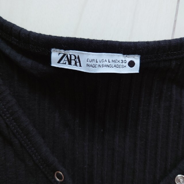 ZARA(ザラ)のリブ地ボディスーツ 黒 L(11〜13号) レディースのトップス(タンクトップ)の商品写真