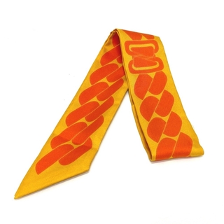 未使用 エルメス ツイリー シルク イエロー 黄色 オレンジ マルチカラー スカーフ 0024HERMES