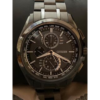 シチズン(CITIZEN)の【美品】アテッサ シチズン ブラックチタン 電波ソーラー AT8044-56E(腕時計(アナログ))