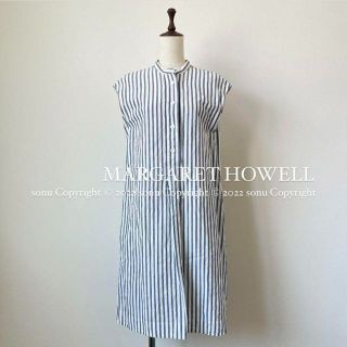 マーガレットハウエル(MARGARET HOWELL)のマーガレットハウエル 綿麻 コットン リネン ストライプ ワンピース 2(ひざ丈ワンピース)