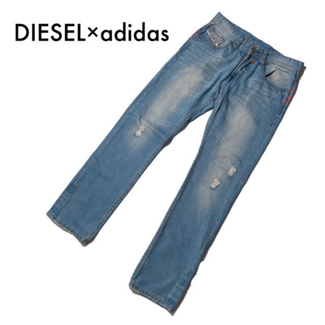 DIESEL(ディーゼル)のディーゼル×アディダス 企業コラボ ダメージ加工デニム ジーンズ ブルー 30 メンズのパンツ(デニム/ジーンズ)の商品写真