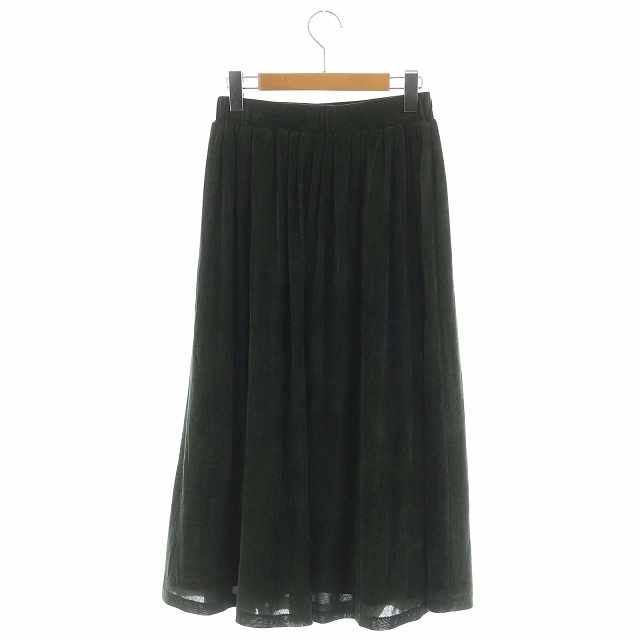 Sybilla(シビラ)のシビラ SYBILLA ロングスカート フレア ベロア M 緑 グリーン レディースのスカート(ロングスカート)の商品写真