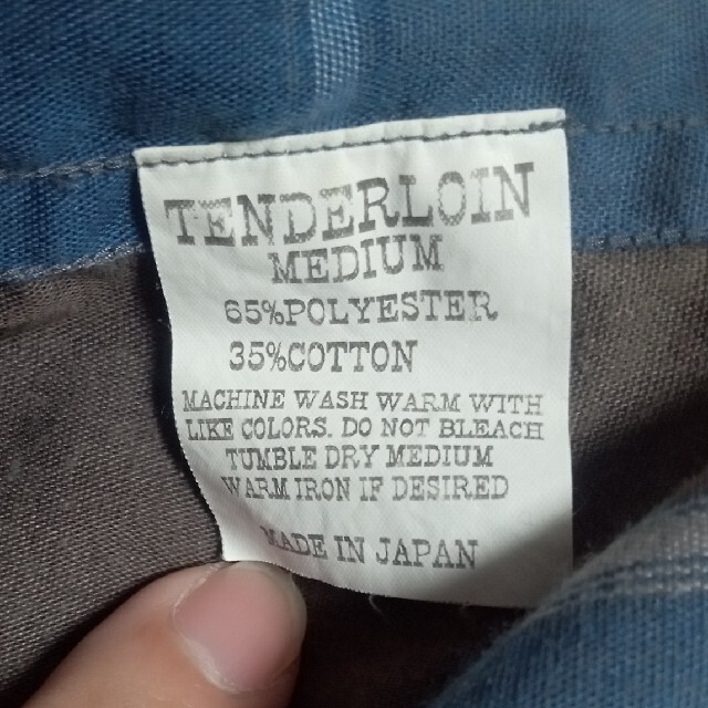 TENDERLOIN(テンダーロイン)のテンダーロイン　チェックシャツ　長袖　ロゴ　ブルー　グレー　サイズM メンズのトップス(シャツ)の商品写真