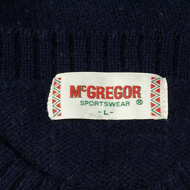 McGREGOR(マックレガー)のマックレガー マクレガー ニット セーター 長袖 アーガイル柄 ウール L 紺 メンズのトップス(ニット/セーター)の商品写真