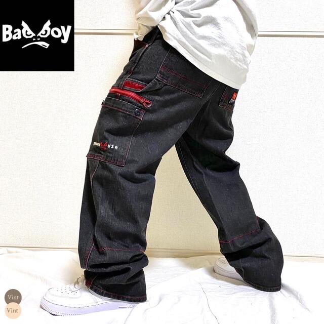 BADBOY(バッドボーイ)の00s バッドボーイ カーゴデニム バギーパンツ ペインターパンツ HIPHOP メンズのパンツ(デニム/ジーンズ)の商品写真