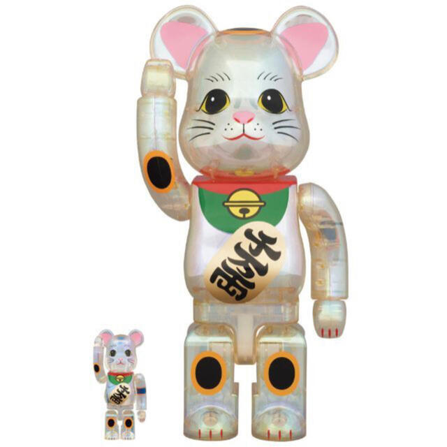 MEDICOM TOY(メディコムトイ)のBE@RBRICK 招き猫 透明メッキ 100％ & 400％ エンタメ/ホビーのフィギュア(その他)の商品写真