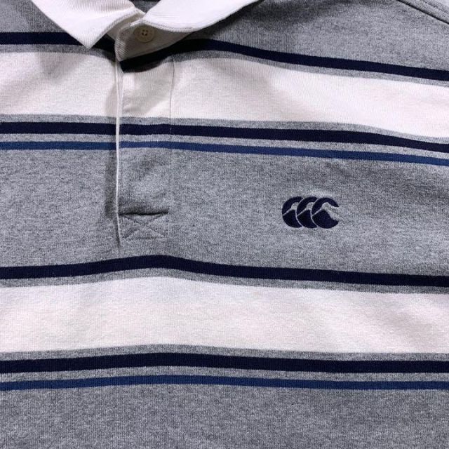 CANTERBURY(カンタベリー)のカンタベリー ラガーシャツ ポロシャツ 半袖 ボーダー グレー L 刺繍ロゴ メンズのトップス(ポロシャツ)の商品写真