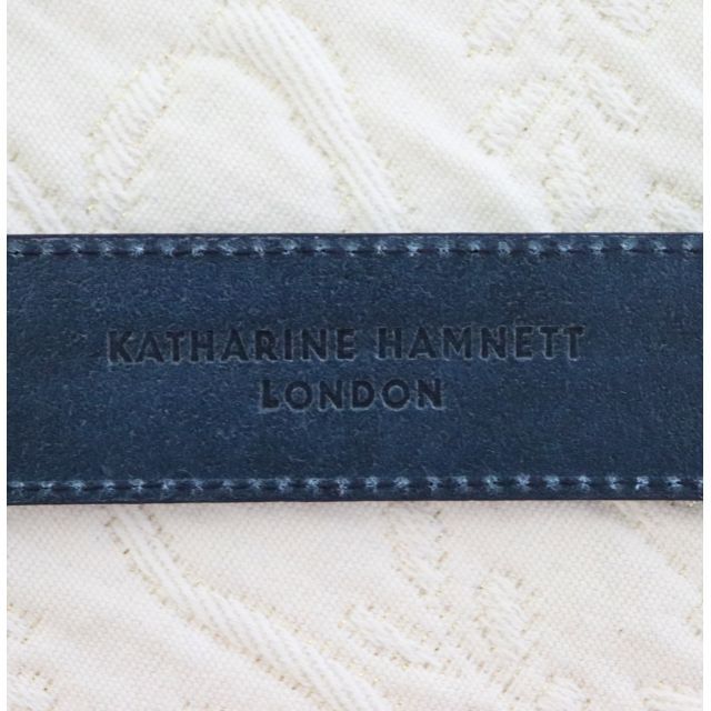 KATHARINE HAMNETT(キャサリンハムネット)の新品【キャサリンハムネット 】レザーベルト 紺 最大98㎝ サイズカット可能 メンズのファッション小物(ベルト)の商品写真