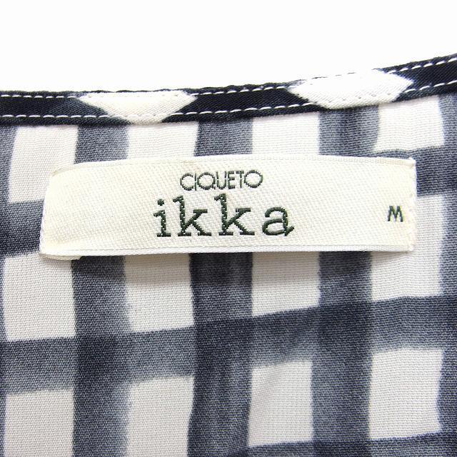 ikka(イッカ)のイッカ ikka チェック柄 ワンピース フレア ひざ丈 ノースリーブ 丸首 M レディースのワンピース(ひざ丈ワンピース)の商品写真