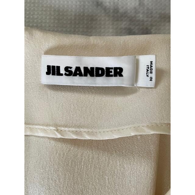 Jil Sander(ジルサンダー)のcccさまご専用【ジルサンダー】アイボリーサテンドレープフレアドレス　イタリア製 レディースのワンピース(ひざ丈ワンピース)の商品写真