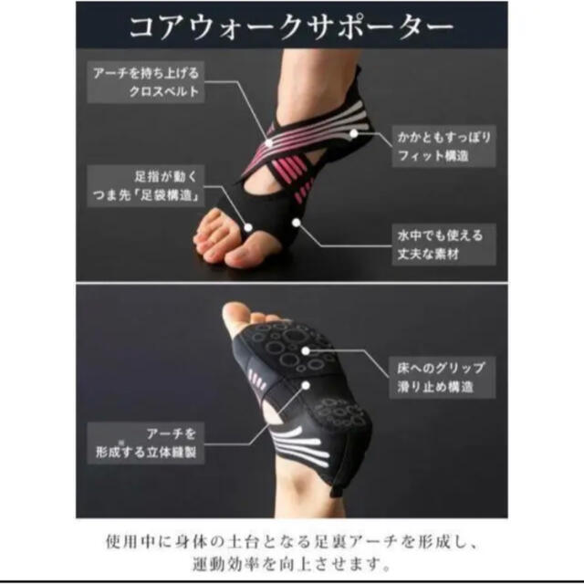 コアウォークサポーター ヨガソックス ダイエット ヨガ 美姿勢 筋トレ バレエ スポーツ/アウトドアのトレーニング/エクササイズ(ヨガ)の商品写真