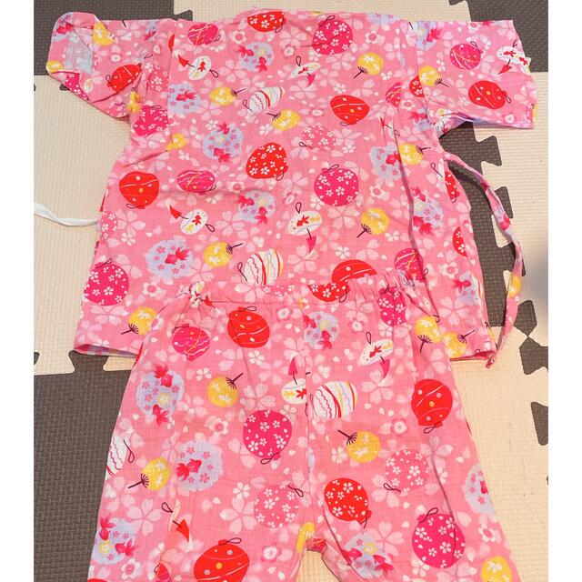 【未使用に近い】甚平　95  女の子　ピンク　おまつり キッズ/ベビー/マタニティのキッズ服女の子用(90cm~)(甚平/浴衣)の商品写真