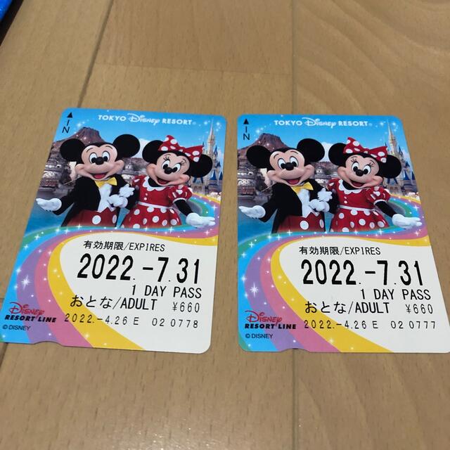 Disney(ディズニー)の未使用　ディズニー　リゾートライン　1day 乗り放題 チケットの施設利用券(遊園地/テーマパーク)の商品写真