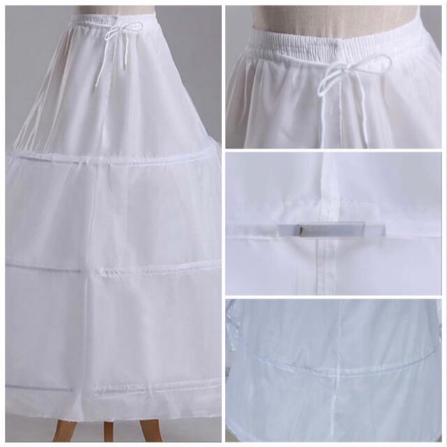 パニエ ウェディング ドレス 3段フリル インナー 調節可能  フリー 花嫁 白 レディースのフォーマル/ドレス(ウェディングドレス)の商品写真