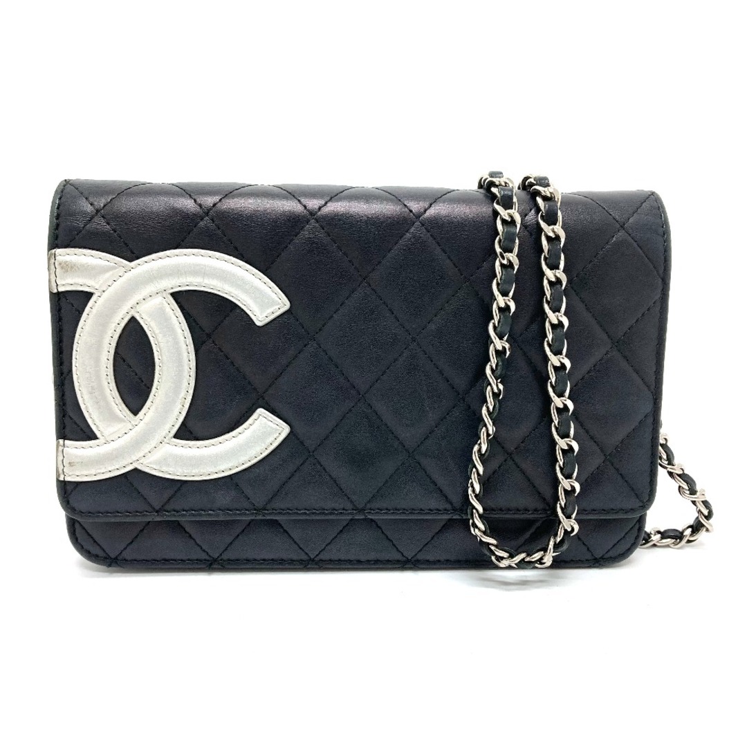 シャネル CHANEL チェーンウォレット A46646 カンボンライン カバン ショルダーバッグ ラムスキン ブラック×シルバー