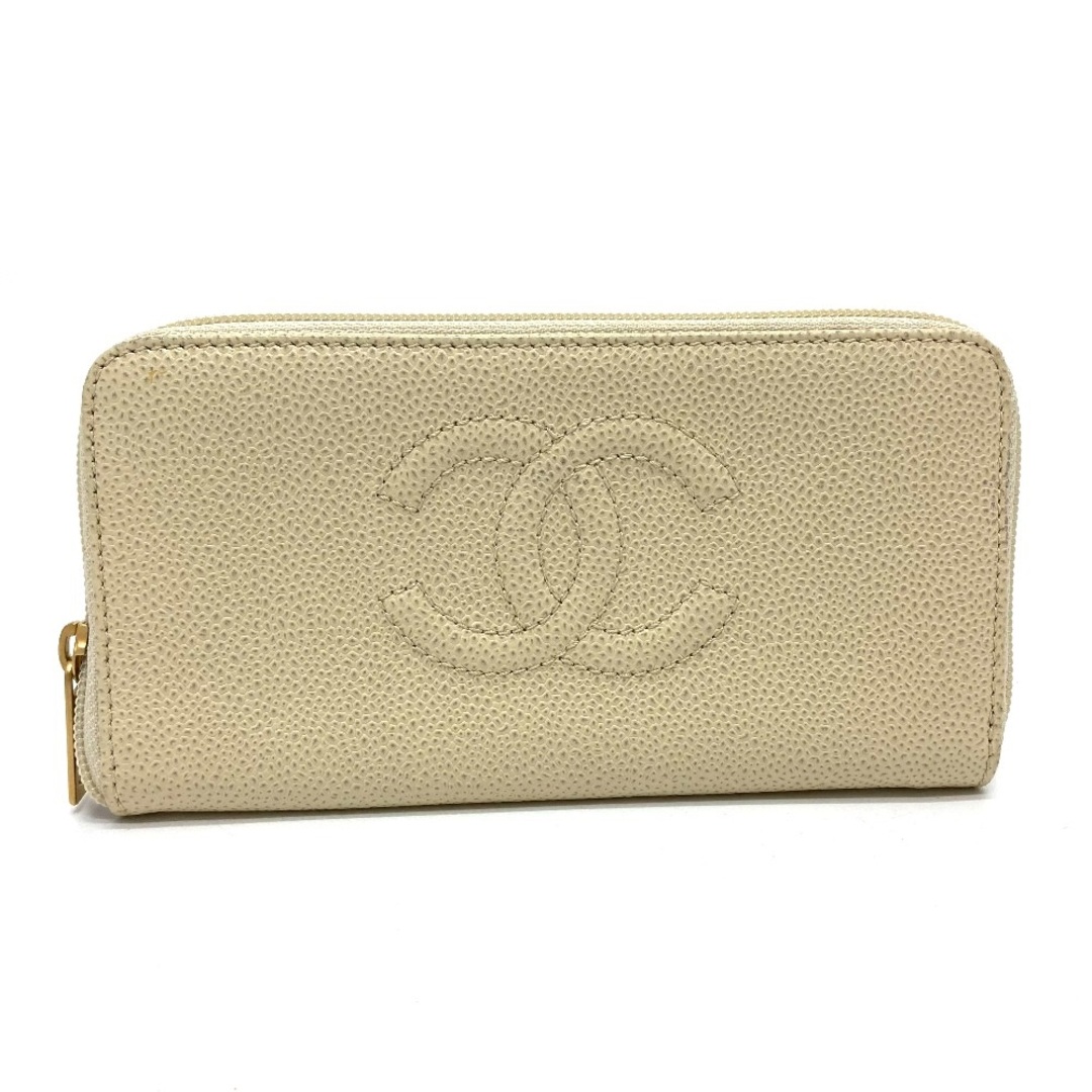 CHANEL(シャネル)のシャネル CHANEL ラウンドファスナー A13228 CC ココマーク ロングウォレット 長財布 キャビアスキン ベージュ系 レディースのファッション小物(財布)の商品写真