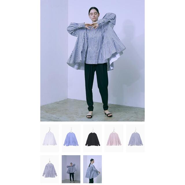 Drawer(ドゥロワー)のFORMO Tuck Flare Shirt ストライプピンク レディースのトップス(シャツ/ブラウス(長袖/七分))の商品写真